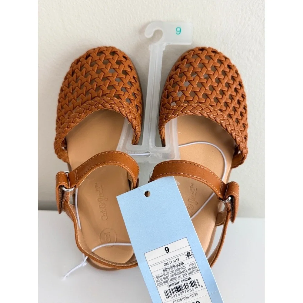 Cat & Jack Makaya Sandals Toddler Size 9 Brown Woven Huarache NWT